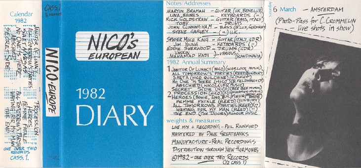 Nico's European 1982 Diary 1/2 Cassette